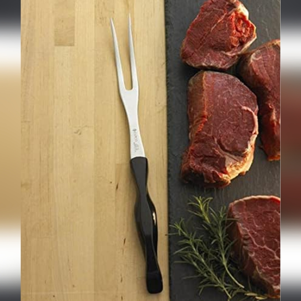 Cutco Stainless Steel #1727 KM Carving Fork with Black/Brown Handle